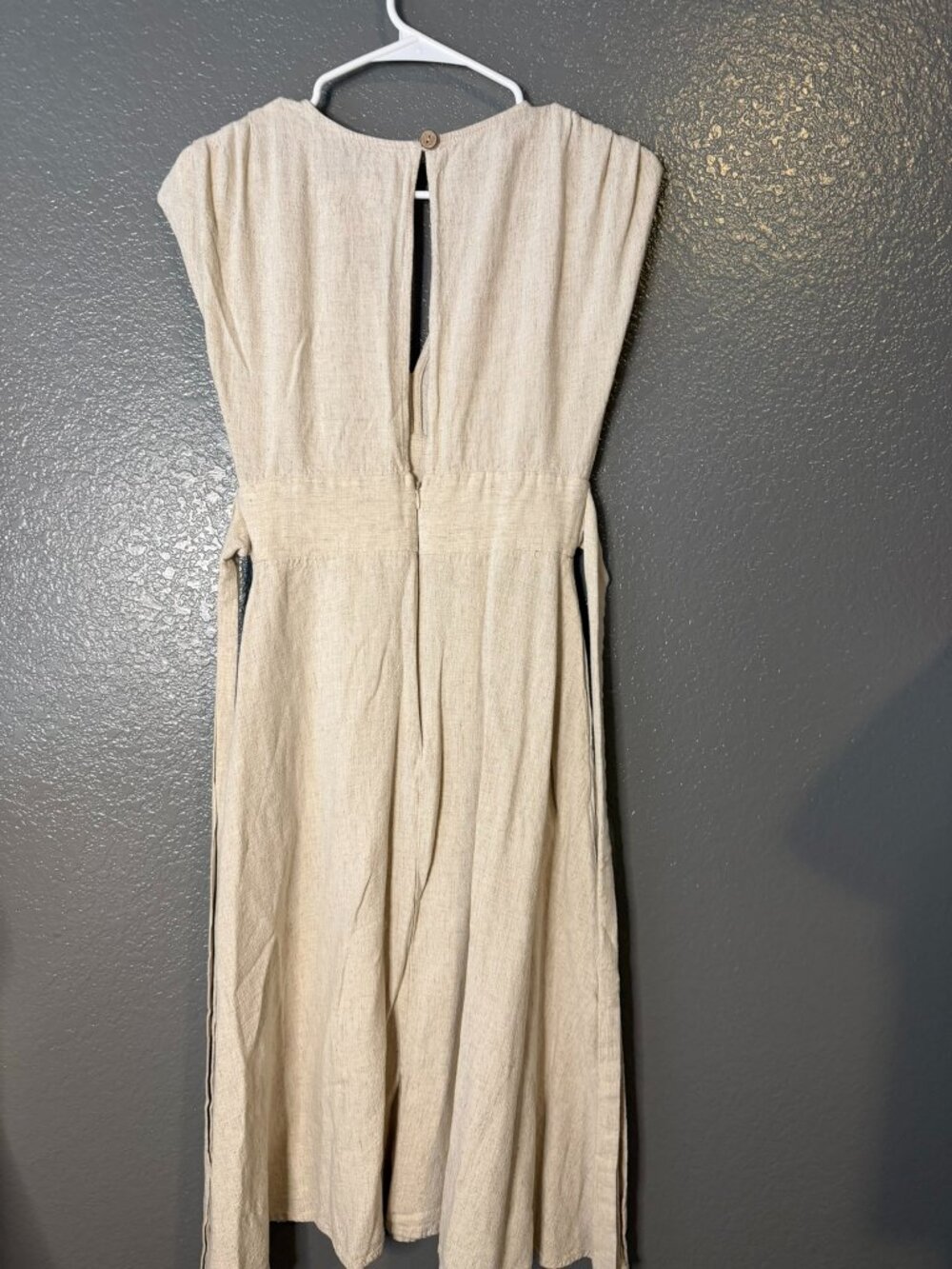 Poetry + Rye Women’s Size 8 Beige Linen Blend Midi Dress Button Front - Picture 3 of 6